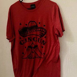 Cancun Mexico Size XL red t-shirt 24" armpit 30" length